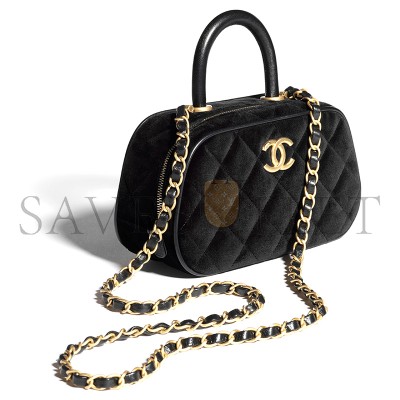 CHANEL MINI BOWLING BAG VELVET AND CALFSKIN AS5572 (20*11.5*8.5cm)